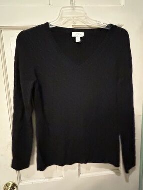 LOFT Black V-Neck Lightweight Knit Sweater